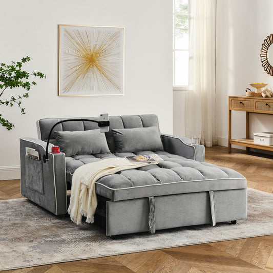 Sofá cama plegable versátil de 55,51 pulgadas en 3 longitudes, sofá moderno, sofá cama extraíble de terciopelo, ajustable